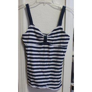 "ambiance Apparel" white/dark blue striped tank to